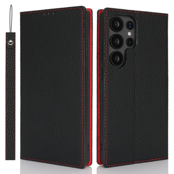 Klapkové puzdro pre Samsung Galaxy S25 Ultra, Litchi Skin Grain, čierne