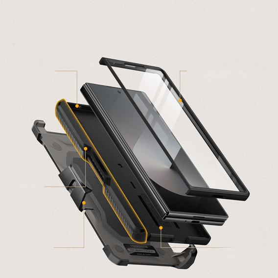 Puzdro pre Samsung Galaxy Z Fold6 5G, séria Tongate MECH so stojanom, čierne