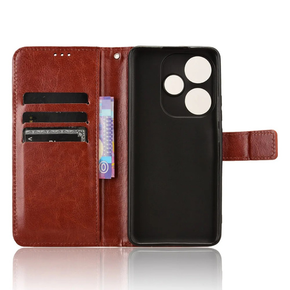 Klapkové puzdro pre Xiaomi Poco F6, Crazy Horse Wallet, hnedé