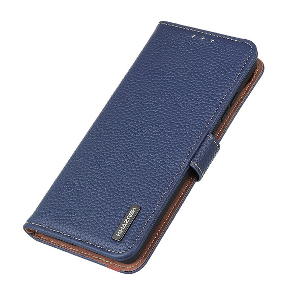 KHAZNEH RFID puzdro pre Xiaomi Poco F6, Litchi Texture, modré