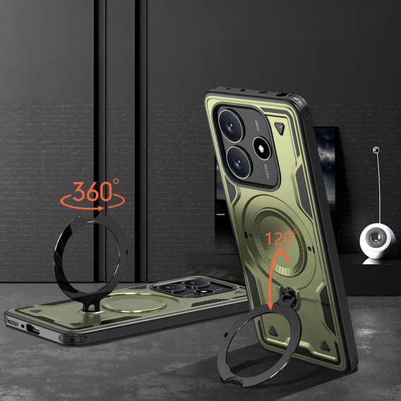 Puzdro pre Xiaomi Redmi Note 14 5G, Military MagSafe, zelený + sklo 9H