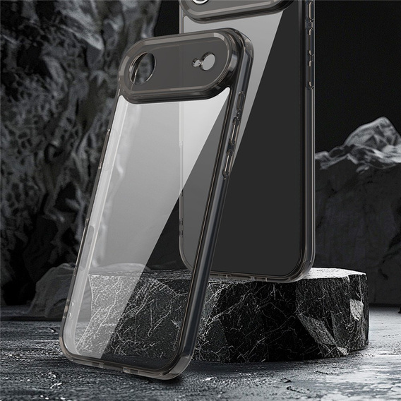 Silikónové puzdro pre iPhone Air, s tvrdou zadnou stranou, dymovo čierne