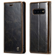 CASEME flipové puzdro pre Samsung Galaxy S10+ Plus, Waxy Textured, káva