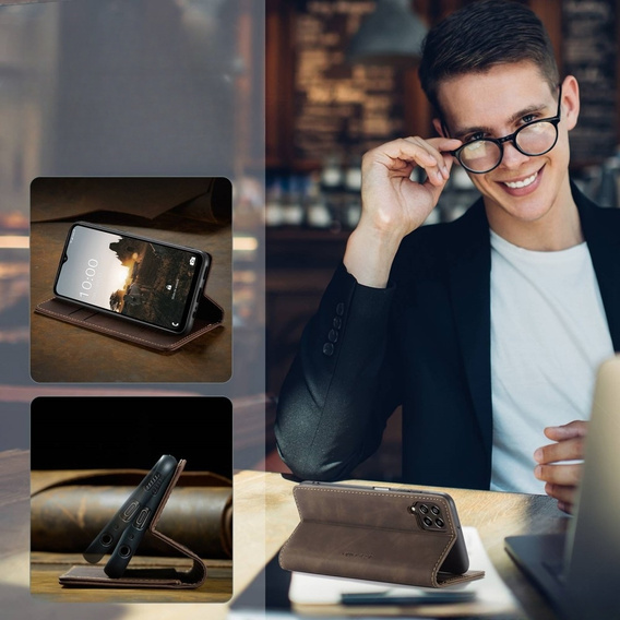 CASEME puzdro pre Samsung Galaxy M33 5G, Leather Wallet Case, hnedé
