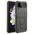 Pancierované puzdro pre Samsung Galaxy Z Flip 4 5G, Dexnor Clip Holder, zelený