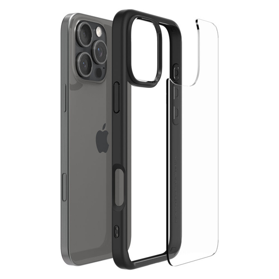 Puzdro Spigen pre iPhone 16 Pro Max, Ultra Hybrid, transparentné / čierne + tvrdené sklo 9H