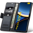 Puzdro pre Xiaomi Poco F7 Pro, ERBORD Glossy Litchi, flipová peňaženka, čierne