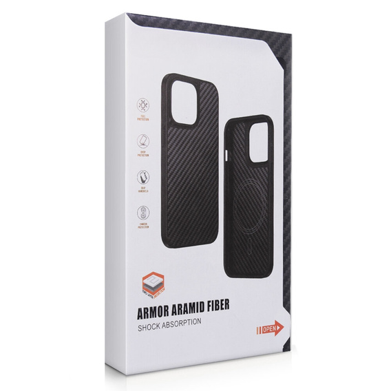 Puzdro pre iPhone 15 Pro, Aramid Fiber Cover, čierne