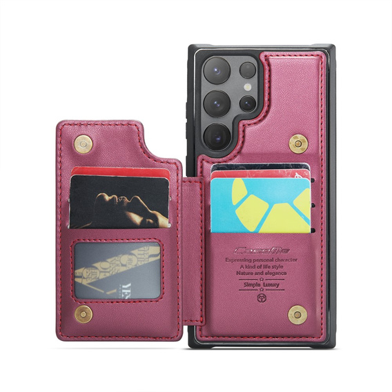 CASEME flipové puzdro pre Samsung Galaxy S25 Ultra, Litchi Wallet, červené