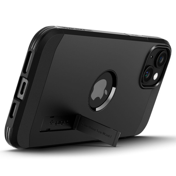 Puzdro Spigen pre iPhone 15, Tough Armor Mag MagSafe, čierne + tvrdené sklo 9H