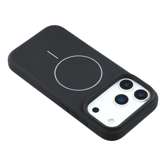 Silikónové puzdro pre iPhone 17 Pro, pre MagSafe, proti nárazom, čierne