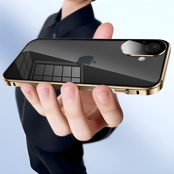 Puzdro pre iPhone 16, Magnetic Dual Glass, zlaté