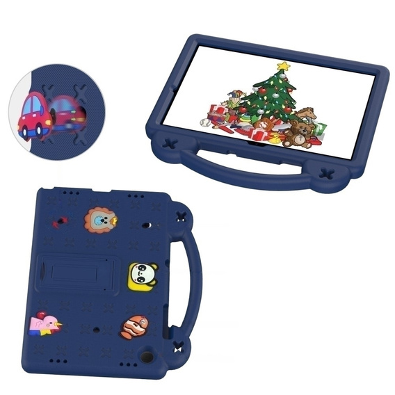 Detské puzdro pre Samsung Galaxy Tab A9+, Cute Patterns, so stojanom, tmavomodré