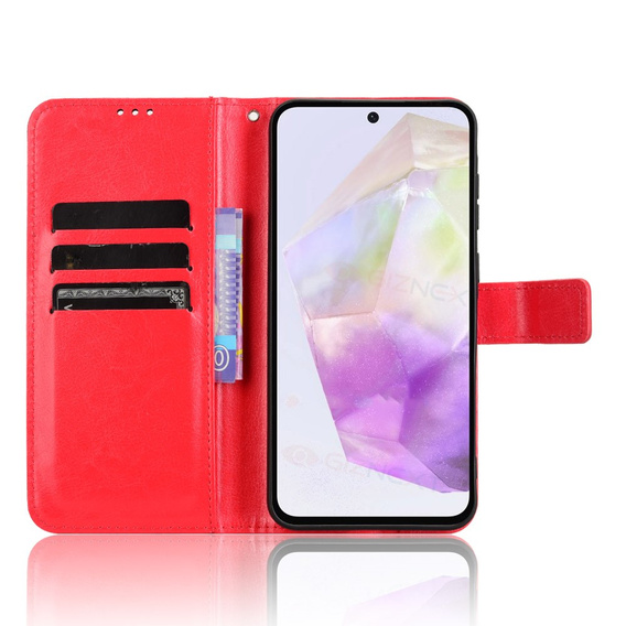Klapkové puzdro pre Samsung Galaxy A56, Crazy Horse Wallet, červené