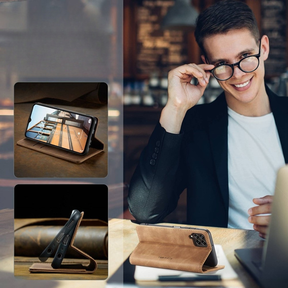 CASEME puzdro pre Samsung Galaxy M33 5G, Leather Wallet Case, hnedé