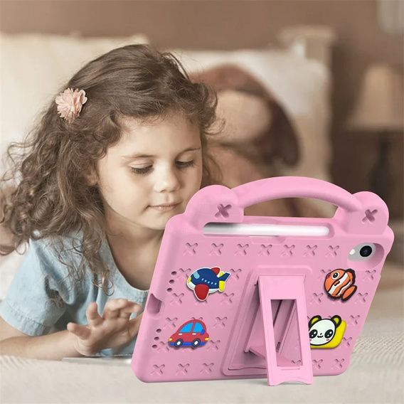Detské puzdro pre iPad mini 8.3" 2021 (6 gen.) / iPad mini 8.3" 2024 (7 gen.), Cute Patterns, so stojanom, ružové