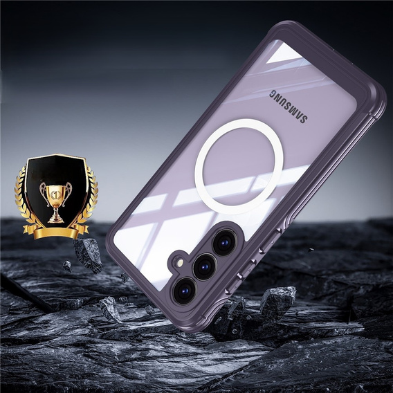 Puzdro pre Samsung Galaxy S25 FE, Shockproof, so sklom, pre MagSafe, fialové