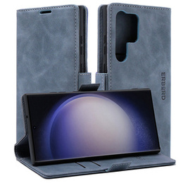 Puzdro pre Samsung Galaxy S23 Ultra, ERBORD Vintage, peňaženka s chlopňou, zelený