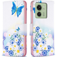 Klapkové puzdro pre Motorola Edge 40 5G, Wallet, butterfly & flowers, modré