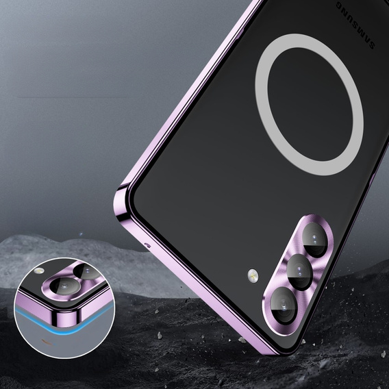 Ochranné puzdro na fotoaparát pre Samsung Galaxy S23 Plus, CamShield MagSafe, transparentné / fialové