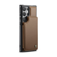 CASEME flipové puzdro pre Samsung Galaxy S25 Ultra, Litchi Wallet, hnedé