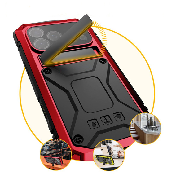 Puzdro R-JUST s podstavcom a integrovaným sklom pre iPhone 17 Pro