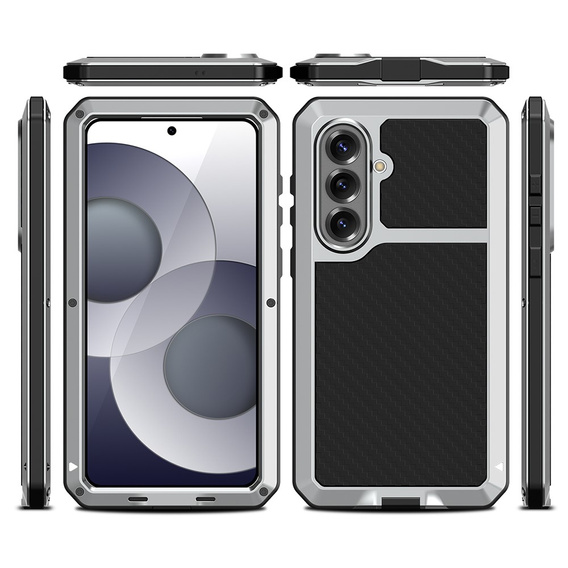 Puzdro s integrovaným sklom pre Samsung Galaxy S26 Plus, strieborné