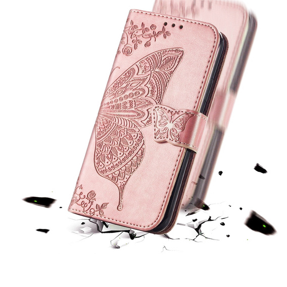 Klapkové puzdro pre Samsung Galaxy A26, Butterfly, ružové rose gold