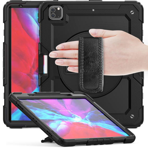 Obrnené puzdro pre iPad Pro 12.9 2022 / 2021 / 2020 / 2018, ochranné 360 so slotom na stylus, čierne