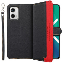 Klapkové puzdro pre Motorola Moto G73 5G, KHAZNEH RFID, čierne / červené