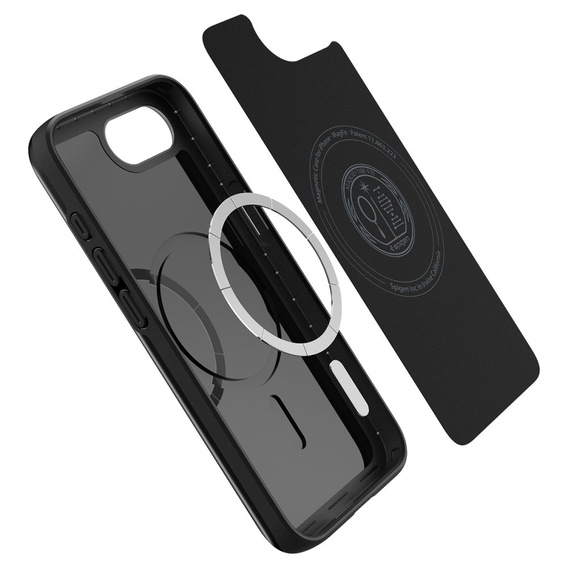 Puzdro Spigen pre iPhone 16E, Thin Fit Mag, čierne + tvrdené sklo 9H