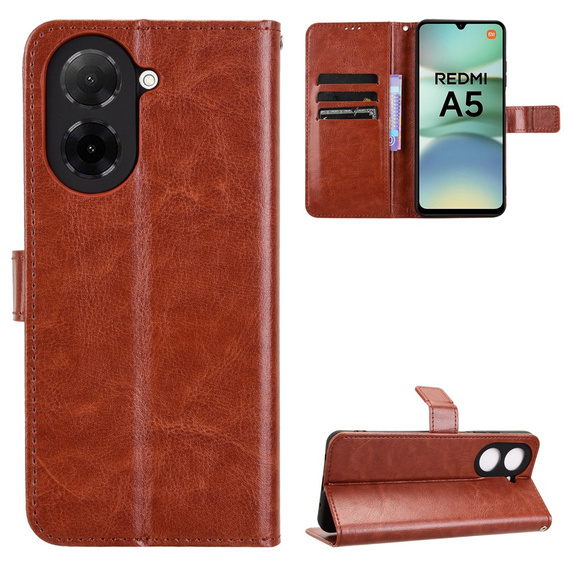 Klapkové puzdro pre Xiaomi Redmi A5, Crazy Horse Wallet, hnedé