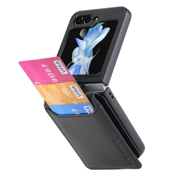 Puzdro pre Samsung Galaxy Z Flip7 FE / Z Flip6, Card Slot Ring Case, čierne