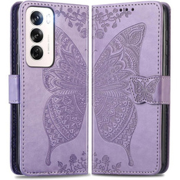 Klapkové puzdro pre Oppo Reno 12, Butterfly, fialové