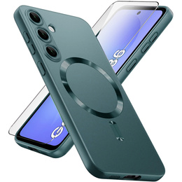 Puzdro pre Samsung Galaxy A36, ColorMag, pre MagSafe, zelený + tvrdené sklo 9H