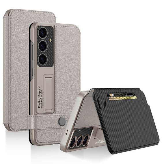 Flipové puzdro pre Samsung Galaxy S25, GKK Card Slot Wallet, titánovo šedá