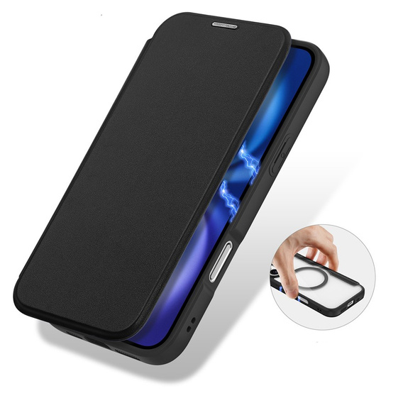 Puzdro Dux Ducis pre iPhone 17, Skin X Pro, s chlopňou, pre MagSafe, čierne