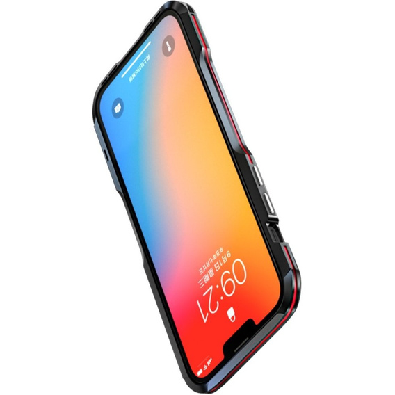 Puzdro LUPHIE pre iPhone 13 Pro Max, Armor Bumper, čierna / červená