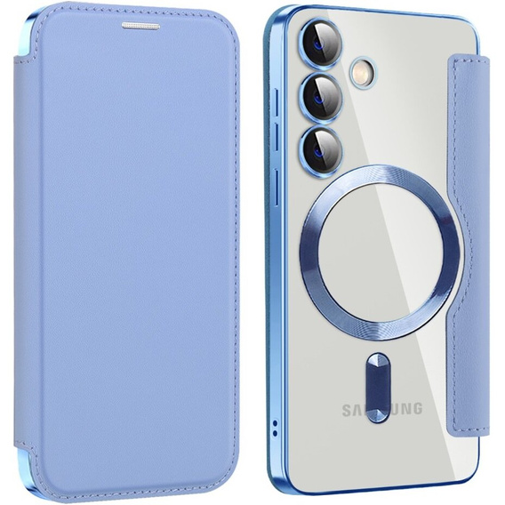 Klapkové puzdro pre Samsung Galaxy S24, RFID Wallet MagSafe CamShield, modré