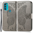 Klapkové puzdro pre Motorola Moto G71 5G, Butterfly, sivé