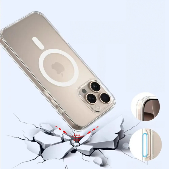 ERBORD puzdro s MagSafe pre iPhone 16 Pro, aktívne tlačidlo, priehľadné + sklo na displej