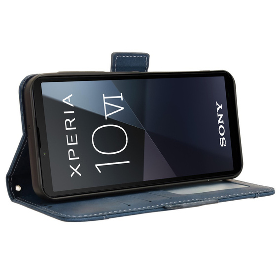 Klapkové puzdro pre Sony Xperia 10 VI, Card Slot, tmavomodré