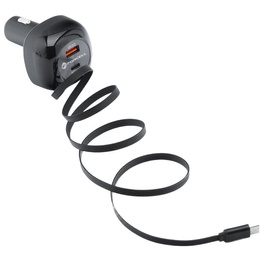 Forcell F-Energy Alu nabíjačka do auta s vysúvacím káblom USB-C, 75 W