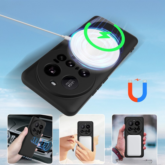 Obal na mobil pre Xiaomi 15 Ultra, Silicone MagSafe, čierne