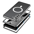 Magnetické puzdro Dual Glass MagSafe pre Samsung Galaxy S24, strieborné