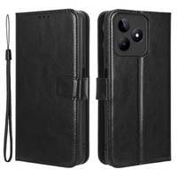 Klapkové puzdro pre Realme Note 50, Crazy Horse Wallet, čierne