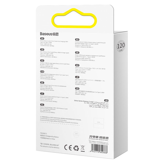 Kábel Baseus Crystal Shine USB-C na USB-C 100 W pre zariadenia s portom USB-C