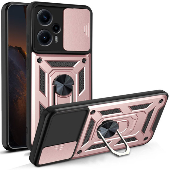 Obal na mobil pre Xiaomi Poco F5, CamShield Slide, ružové rose gold