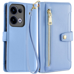 Klapkové puzdro pre Oppo Reno 13, Wallet Zipper Pocket, modré