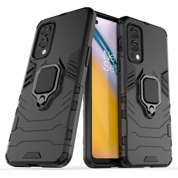 Obal na mobil pre OnePlus Nord 2 5G, Kickstand Ring, čierne